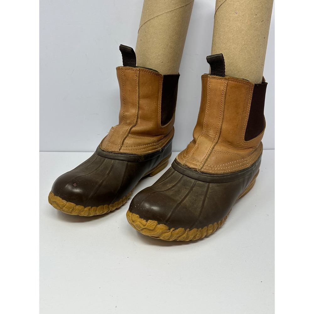 Vintage Cabela's Men's Sz 10 Brown Leather & Rubber Pull-On Ankle Duck Boots